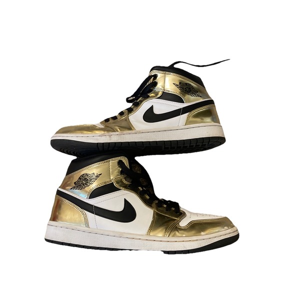 Nike Men's Metallic Gold White Black Air Jordan 1 Shoes Size 10 DC1419-700 - Picture 3 of 6